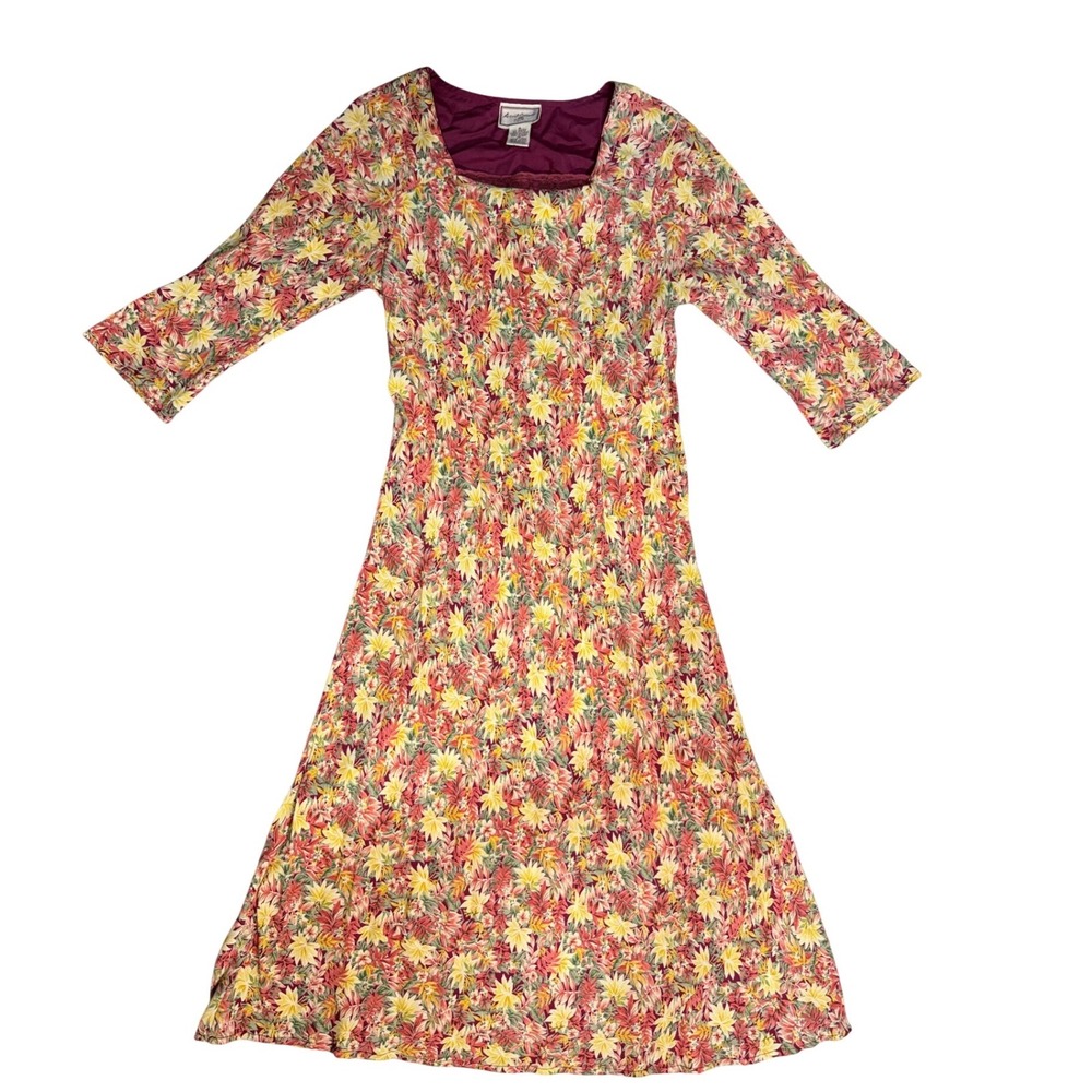 Vintage April Cornell Floral Boho Midi Dress | Y2K Cottagecore - Picture 2 of 8